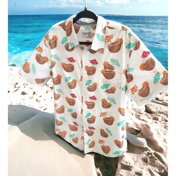 Huntington Beach Club Mens Shirt Tropical Hawaiian Short Sleeve Button Up XL - Picture 5 of 6